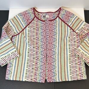Kut from the Kloth Aztec Pattern Blazer- Red, Blue, Yellow Women’s Size Large